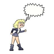 cartoon angry biker girl with speech bubble N11