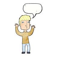 cartoon anxious man with speech bubble N11