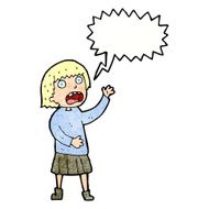 cartoon stressed out woman with speech bubble N22