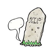 cartoon spooky grave with speech bubble N16
