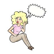 cartoon woman listening with speech bubble N8
