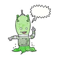 cartoon alien spaceman with speech bubble N22