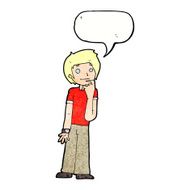 cartoon boy wondering with speech bubble N11
