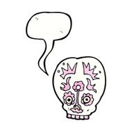cartoon sugar skull with speech bubble N3