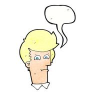 cartoon man narrowing eyes with speech bubble N42