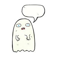 funny cartoon ghost with speech bubble N95