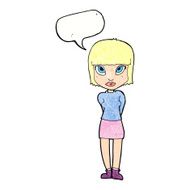 cartoon woman standing with speech bubble N21