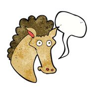 cartoon horse head with speech bubble N11