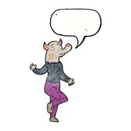 cartoon dancing werewolf woman with speech bubble N7