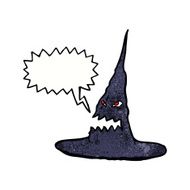 cartoon spooky witches hat with speech bubble N11