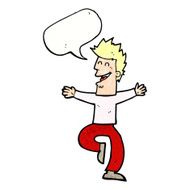 cartoon laughing man with speech bubble N20