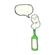 cartoon ghost in bottle with speech bubble N14