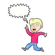 cartoon boy panicking with speech bubble N32