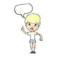 cartoon woman with idea speech bubble N255