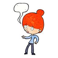 cartoon woman pointing with speech bubble N220