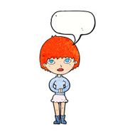 cartoon woman waiting patiently with speech bubble N11