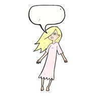 cartoon ghost like girl with speech bubble N11