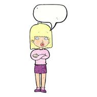 cartoon impatient woman with speech bubble N9