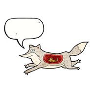 cartoon wolf with mouse in belly speech bubble N6