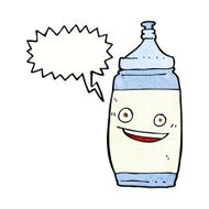 cartoon water bottle with speech bubble N5