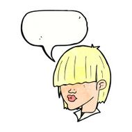 cartoon fashion haircut with speech bubble N8