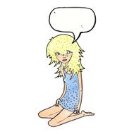 cartoon pretty girl with speech bubble N102