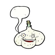 cartoon garlic with speech bubble N4