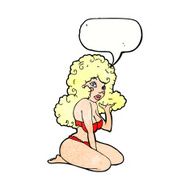cartoon pin up girl with speech bubble N11