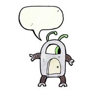 cartoon alien robot with speech bubble N17