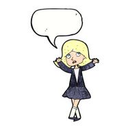 cartoon unhappy girl with speech bubble N21
