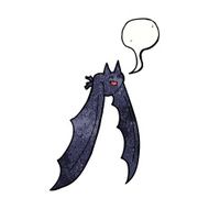 cartoon flying bat with speech bubble N7