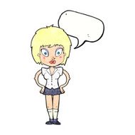 cartoon pretty girl with speech bubble N103