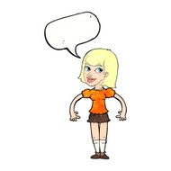 cartoon woman shrugging shoulders with speech bubble N510