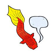 cartoon fish with speech bubble N89
