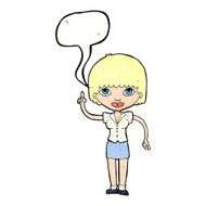 cartoon woman with idea speech bubble N256