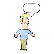 cartoon grinning man with speech bubble N92