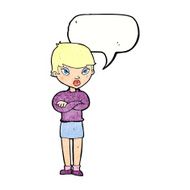 cartoon annoyed woman with speech bubble N192