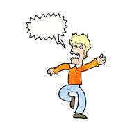 cartoon man panicking with speech bubble N60