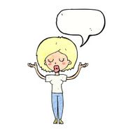 cartoon peaceful woman with speech bubble N11