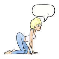 cartoon sexy woman on all fours with speech bubble N11