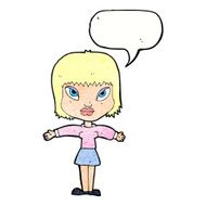 cartoon woman with outstretched arms speech bubble N10