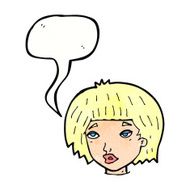 cartoon bored looking woman with speech bubble N10