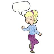 cartoon dancing woman with speech bubble N55