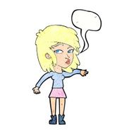 cartoon woman playing it cool with speech bubble N11