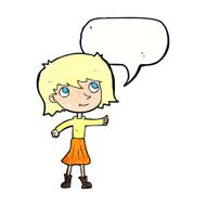 cartoon happy girl with speech bubble N90