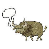 cartoon annoyed hairy cow with speech bubble N3