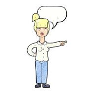 cartoon woman pointing with speech bubble N222