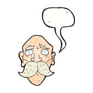cartoon sad old man with speech bubble N21