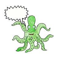 cartoon giant octopus with speech bubble N9