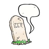 cartoon spooky grave with speech bubble N17